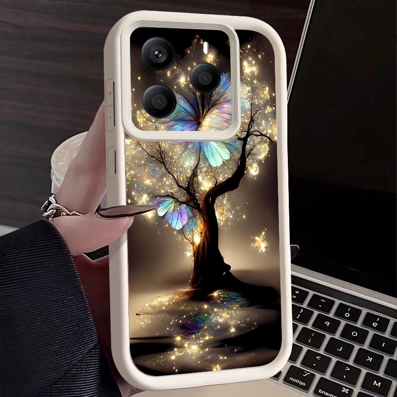 Shining Fantasy Tree Butterfly Pattern Case For Xiaomi Redmi Note 14 13 Pro 5G 4G 12 11 Funda Xiaomi 14T 13T 11T Pro Shockproof Bumper Silicone Cover