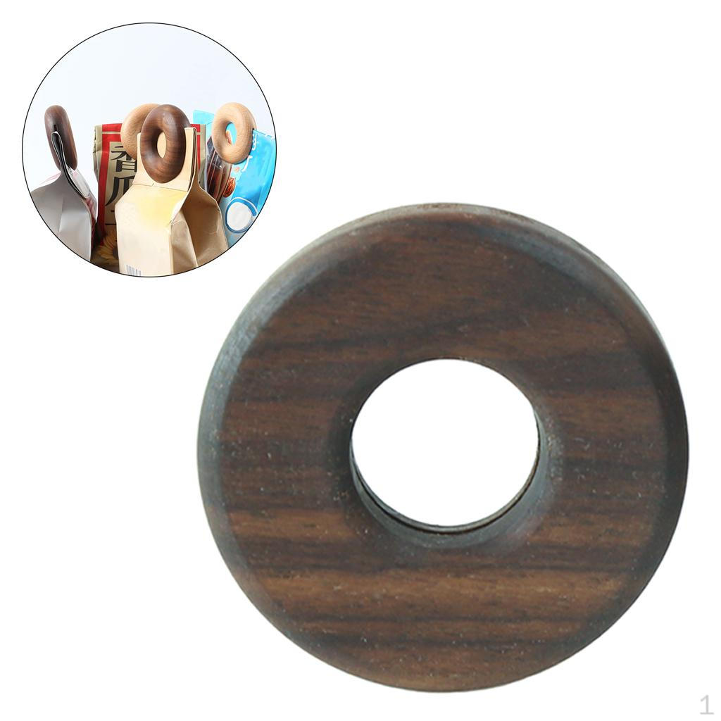 Creative Donut Wood Sealing Bag Clips Cute Snack Chips Coffee Bags Walnut S