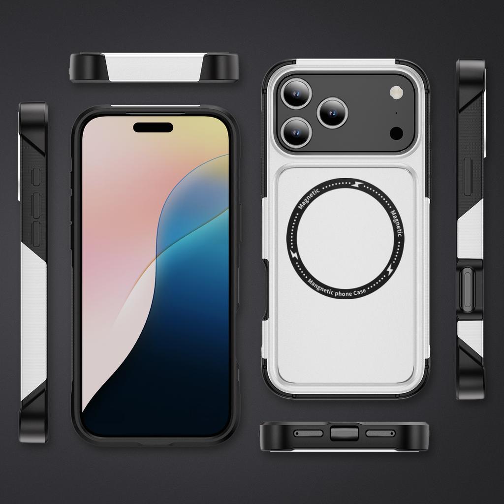 Mobile Phone Case Magnetic Four Corners Anti-fall Protective Case Frosted Anti-Scratch Wireless Charging Car Phone Case for Apple 17pm