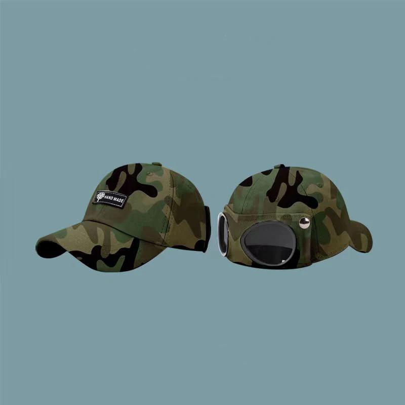 New Fashion Pilot Hat Summer Personality Glasses Baseball Cap Unisex Trend Sunglasses Baseball Cap One Size