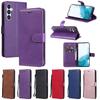 Suitable for Samsung A54 Mobile Phone Leather Case A24 Solid Color Leather Pattern Card Wallet Protective Case Redmi Note12