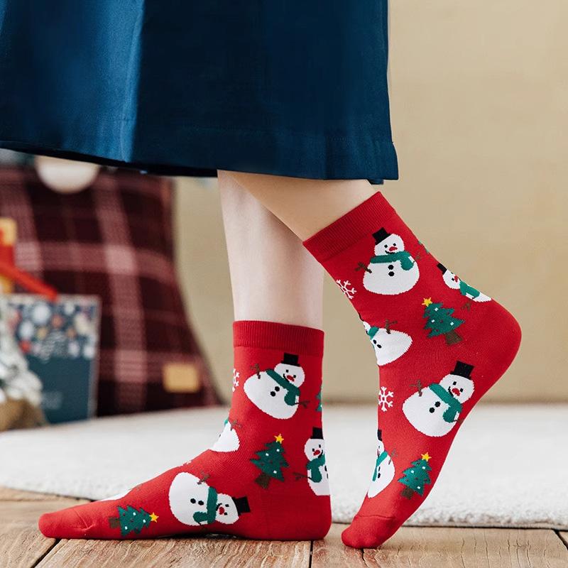 1/4 Pairs Christmas Socks Soft Women Colorful Cotton Socks Autumn/Winter Thick Knit Warm Socks