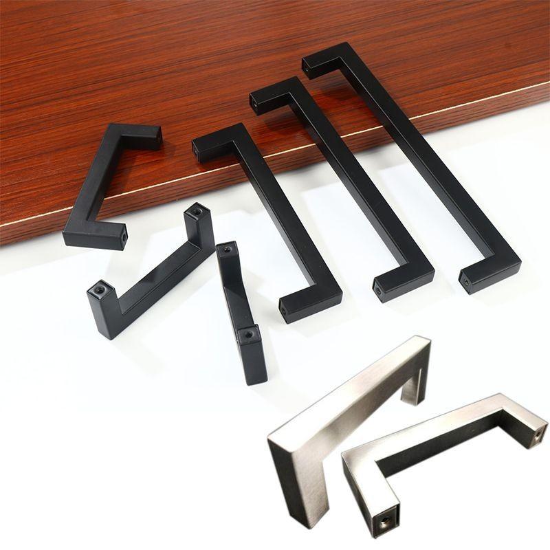 Black And Silver Modern Drawer Handles With Satin Texture For Wardrobes And Kitchen Cupboards