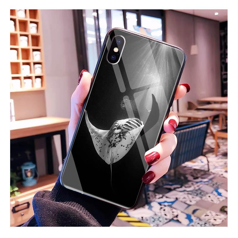 Ocean Animal Manta Ray Glass Funda Cell Phone Case For Iphone 14 13 Pro Max 12 11 Pro Max Xs Xr X 8 7 Plus Se2 Mobile Phone Case