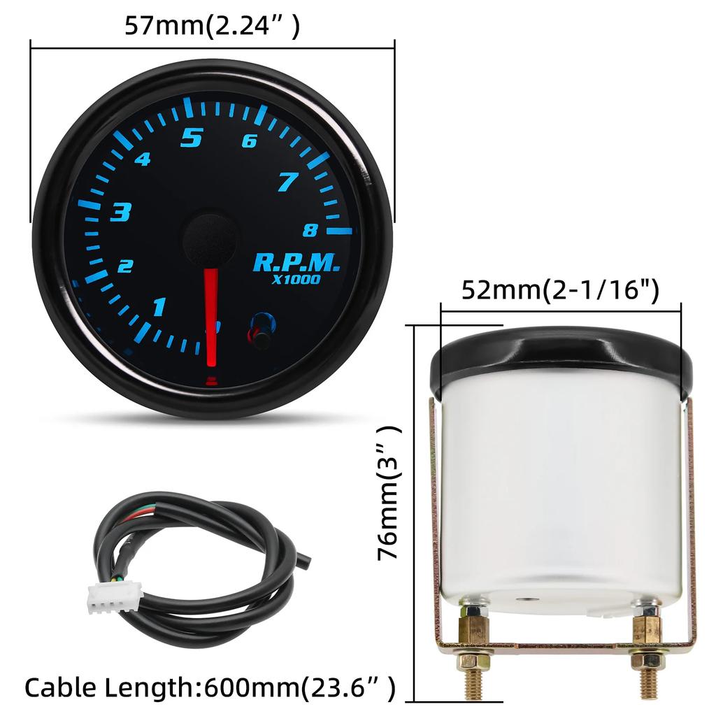 7 Colors LED Dual Display 2" 52mm Boost/Water/Volt/Air Fuel Ratio/EGT/Tachometer/Oil Temp/Oil Pressure RPM Car Gauge Auto Meter