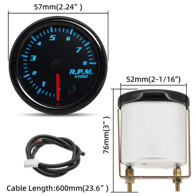 7 Farben LED Doppelanzeige 2" 52mm Ladedruck/Wasser/Volt/Luft-Kraftstoff-Verhältnis/EGT/Drehzahlmesser/Öltemperatur/Öldruck U/min Auto-Anzeige Auto-Messgerät