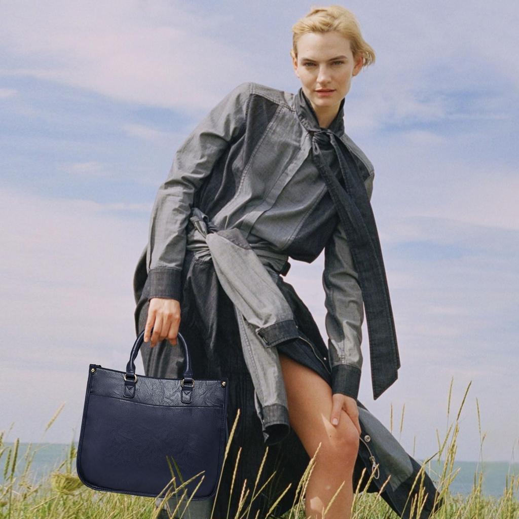 Large Shoulder PU Perfect for Navy NICOLE&DORIS Women's Handbag, Stylish, Retro, Capacity, Bag, 2-Way, Crossbody, Leather, Waterproof, Divided, Cute,