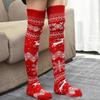 Women Winter Chunky Knit for Extra Long Boot Socks Christmas Elk Snowflake Patterns Soft Cozy Warm Over Knee Thigh High Stockings Leg Warmers  Gray