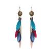 Retro Ethnic Style Feather Earrings Seaside Vacation Accessories Personalized Simple Bohemian Fringed Long Ear Jewelry