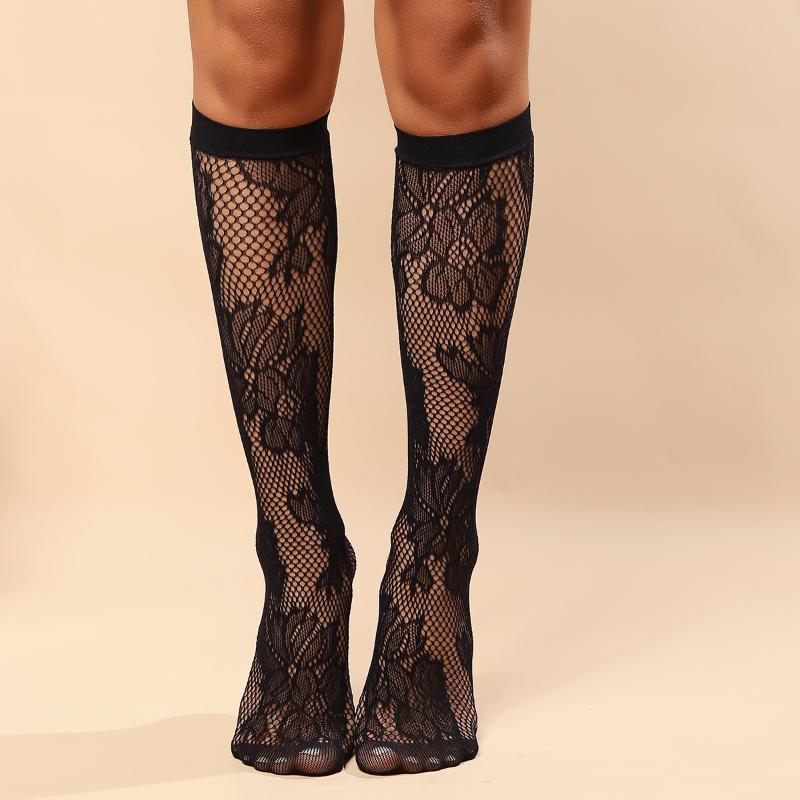 Women S Socks With Lace Trim Printed Fishnet Stockings Ultra-Thin Sheer Ankle Socks