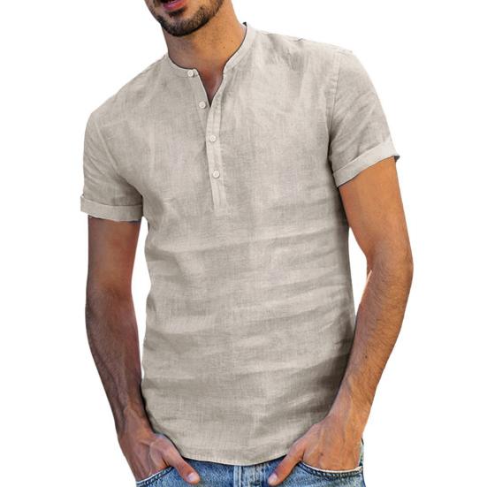 Shirt Short Sleeve Breathable Casual Men Single-breasted Shirt for Daily Life