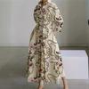 Plus Size Commuter Fashion Neck Lining Nine Minute Sleeve Loose Hem Dresses