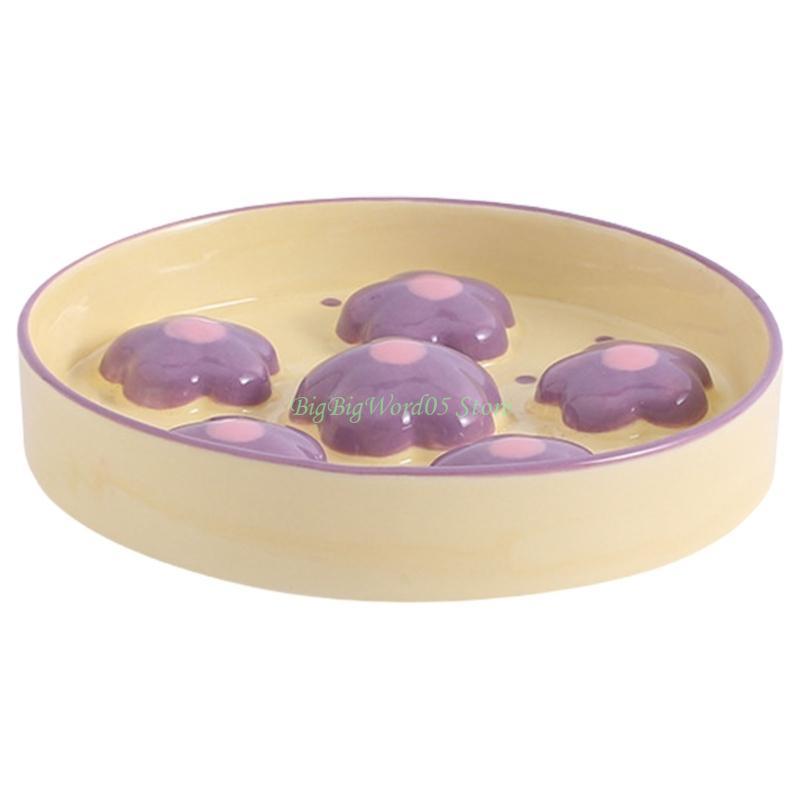

24TE Cats Feeding Dish Handcrafted Flower for Healthy Feeding Slow Feeder
