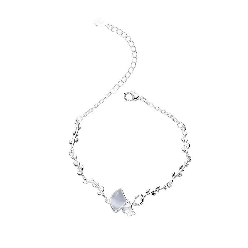 Sansheng Has Apricot Bracelet Female Niche Design Apricot Leaf Opal Jewelry Simple and Popular Cold Wind Jewelry