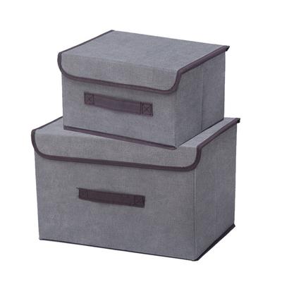 Folding Fabric Storage Boxes Gray Foldable Storage Bin Collapsible Clothes Organizer with Lid Storage Box