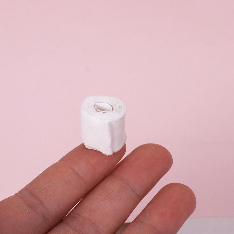 [J] 1/12 Dollhouse Simulation Mini Toilet Paper Kit Model Dollhouse Bathroom Scene Decoration Dolls House Pretend Play Toys