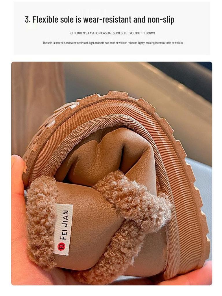 2024 Winter-Schneestiefel für Kinder – Warmer Samt, Kurzer Stil für Jungen & Mädchen, Kleinkind Outdoor Baumwollschuhe