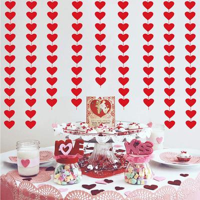 Red Hearts Garland DIY Valentines Day Hanging String Garland Day Wedding Anniversary Birthday Party Decor