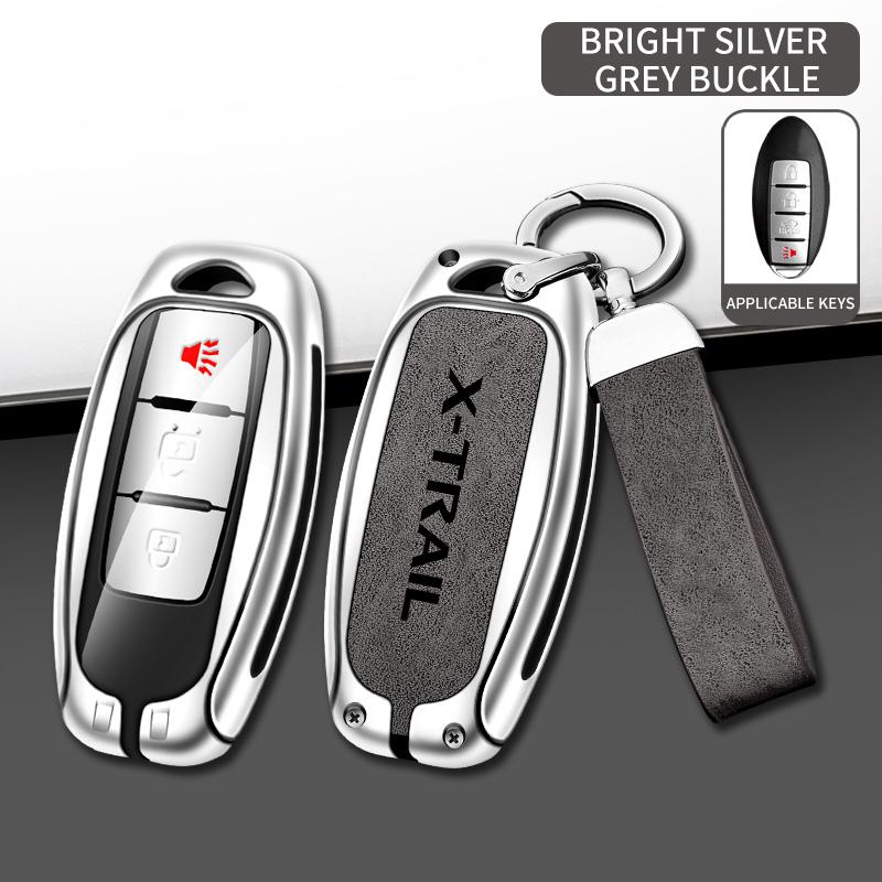 Zinc Alloy Car Key Case Cover For Nissan X-Trail T30 T31 T32 T33 Key Shell Protector Bag With Keychain Interior Accessories