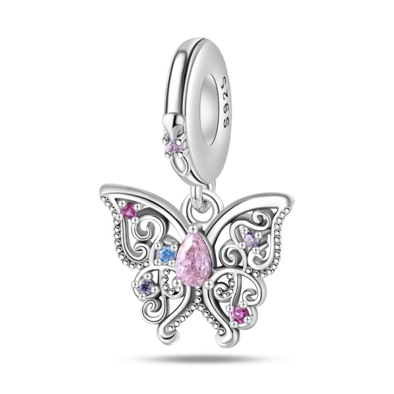 Genuine Copper Classical Lotus Butterfly Angel Cross Dragonfly Pink Purple Charm Bead Charms Bead Charms Compatible With Pandora Authentic Bracelets D