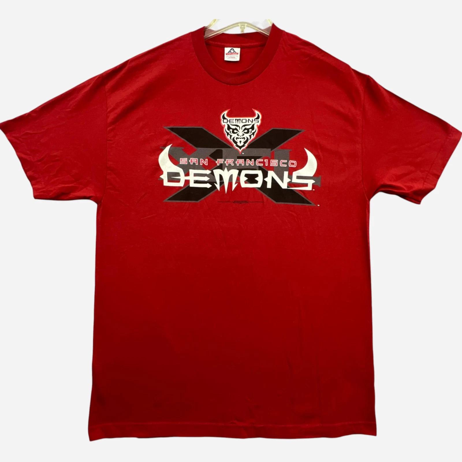 

Vintage San Francisco Demons XFL Football T Shirt Mens XL Red Graphic Tee Logo M