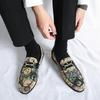 Charm New Print Pattern Patent Leather Loafers Shoes For Men Moccasins Party Wedding Groom Prom Flats Zapatillas Hombre