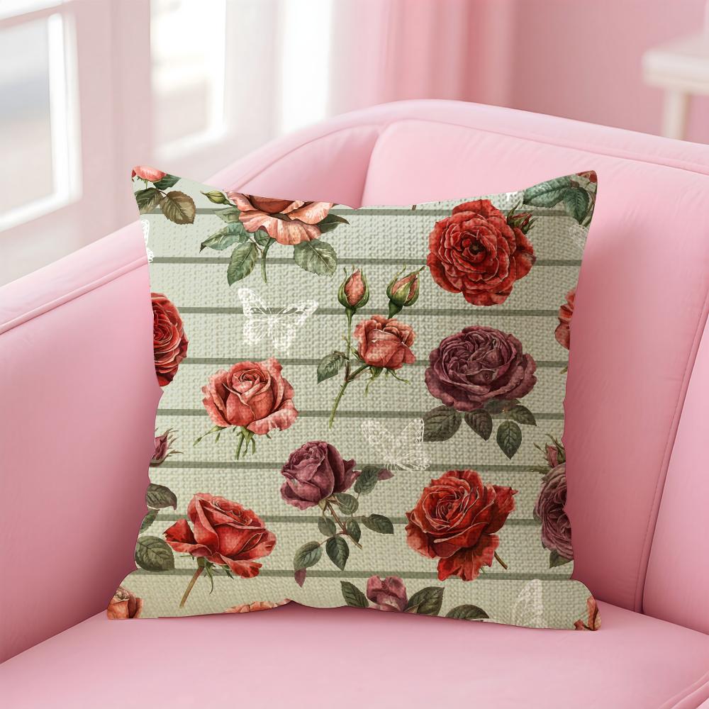 Classic Roses Flowers Cushion Cover Comfort Sofa Bed Silky Elegant Invisible Zipper Decorative Holiday Gifts