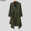 INCERUN Spring Men Long Sleeve Buttons High Low Irregular Long Coats Windbreaker