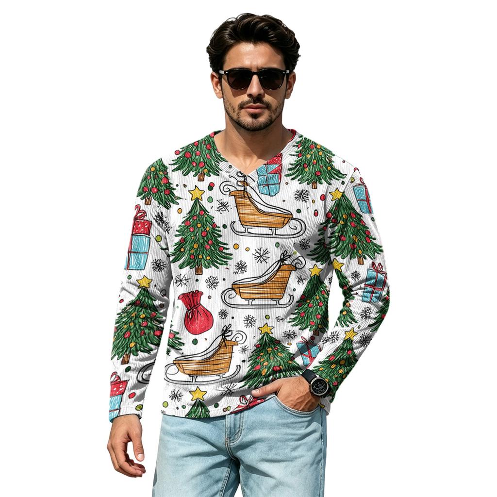Men's Casual Loose Fit V-Neck Top