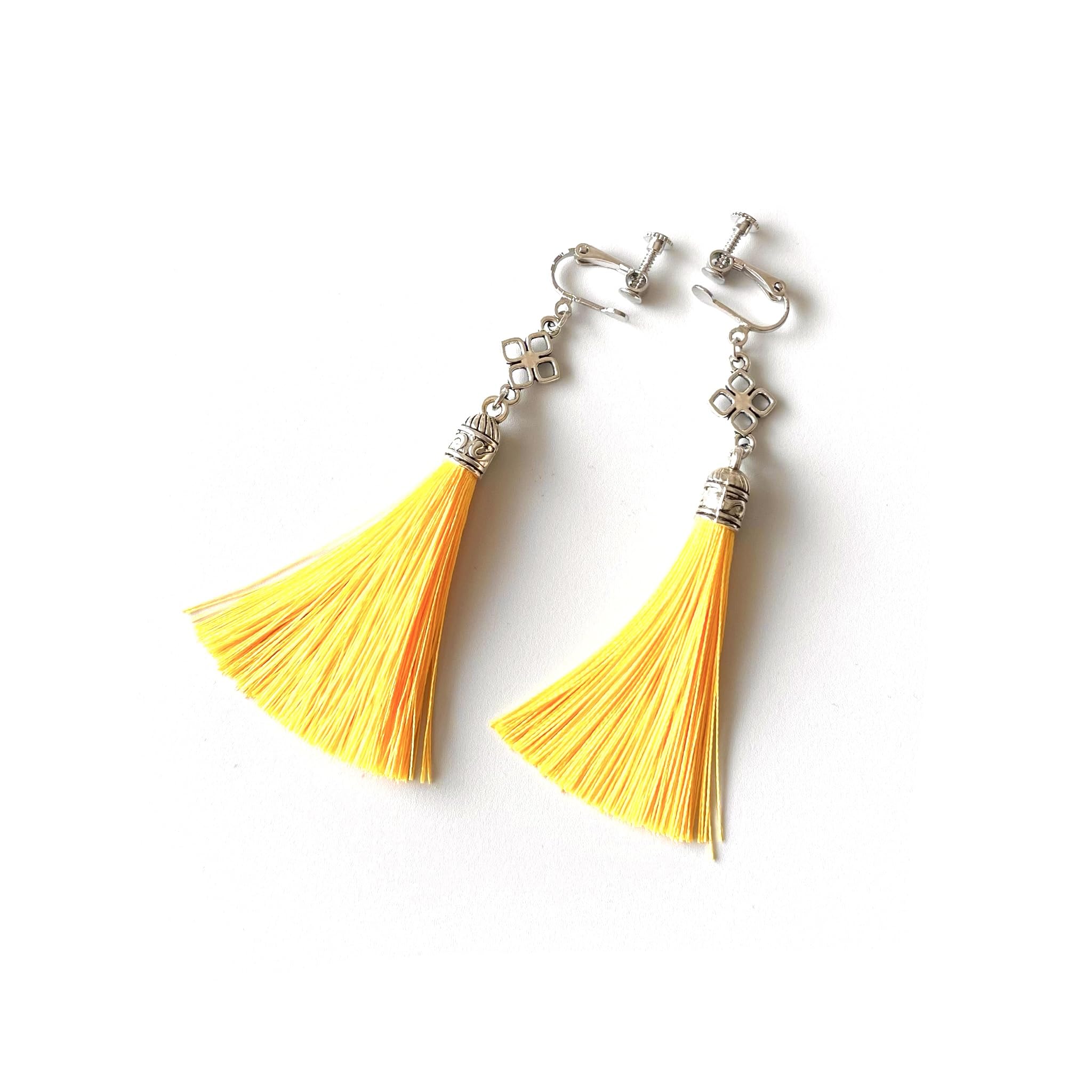 

Tassel earrings silver clover accessories swinging color yellow (yellow)