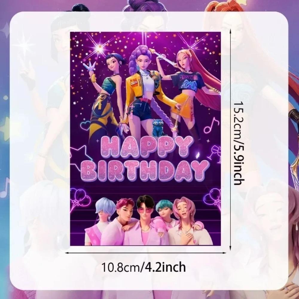 12 Stück KPop Dämonenjäger Party Einladungskarte Anime Einseitig Kinder Geburtstag Grußkarte Einladungskarte Party Dekoration