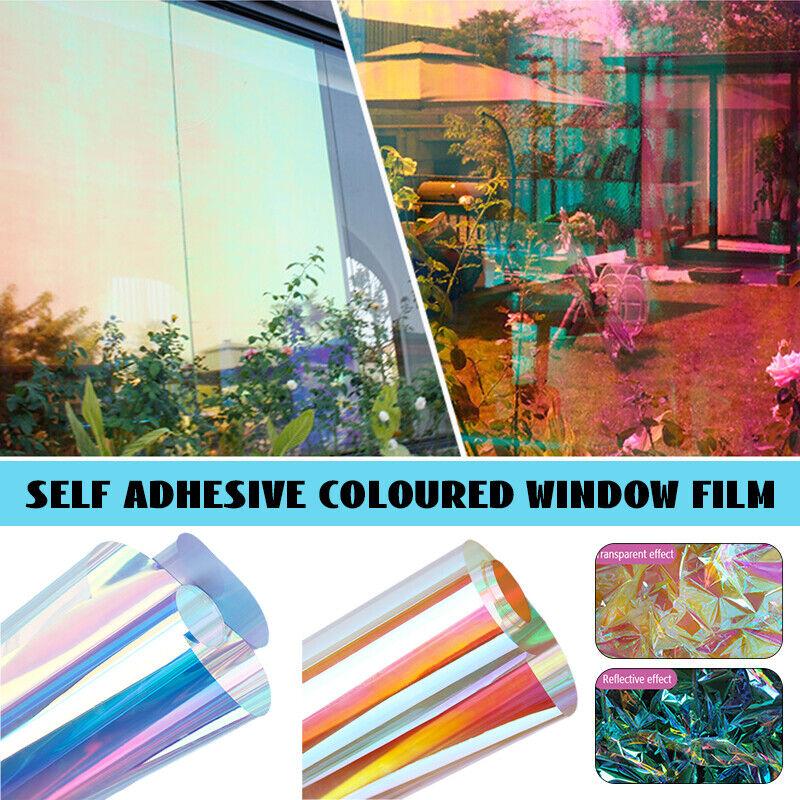 Dichroitischer schillernder Fensterfilm Regenbogen Selbstklebender Glasaufkleber Vinyl Dekorativer Glasaufkleber DIY Heimdekoration Neu