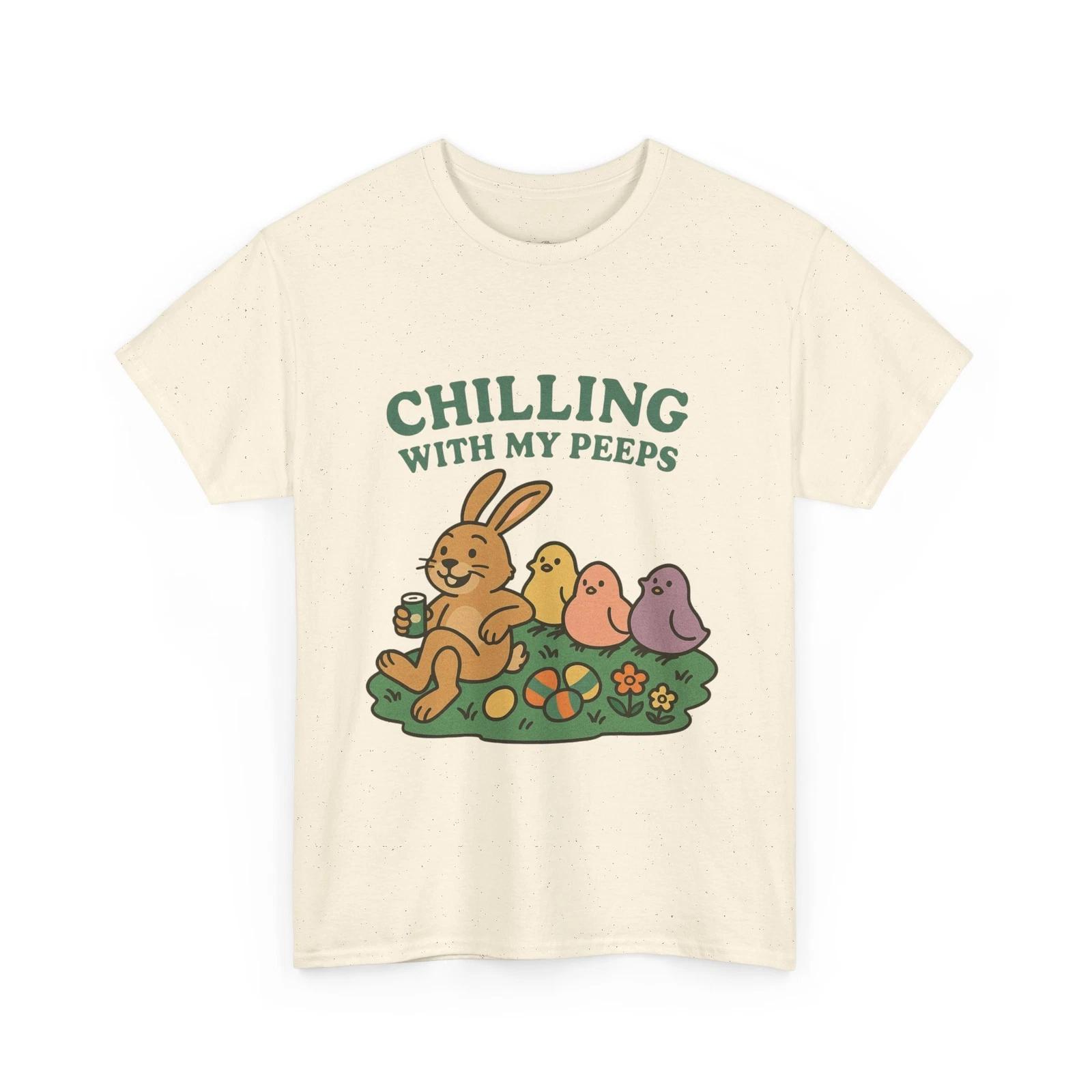 Chillin with My Peeps T-Shirt, Easter Tee, Marshmallow Chick Shirt, Pastel L