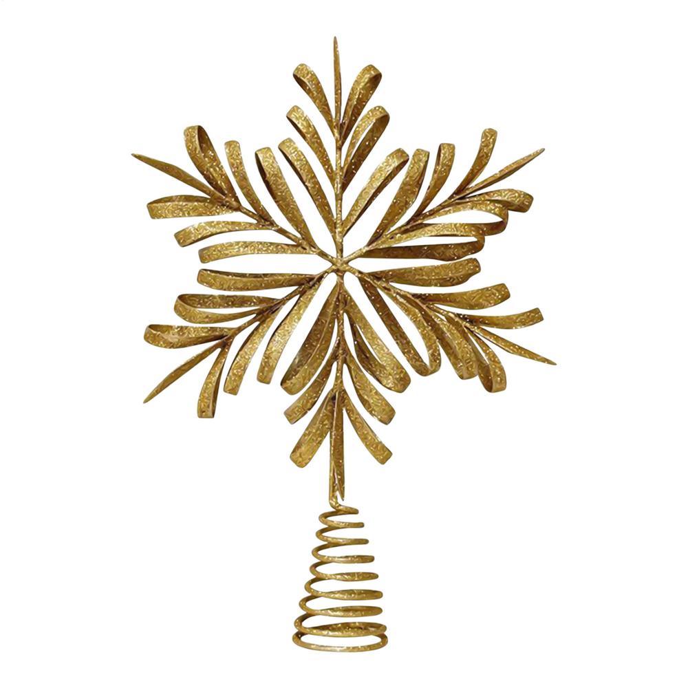 2026 Christmas Tree Topper Star Iron Carving 3D Snowflake Christmas Tree Star Topper Metal Ornaments Display Holiday Decorations