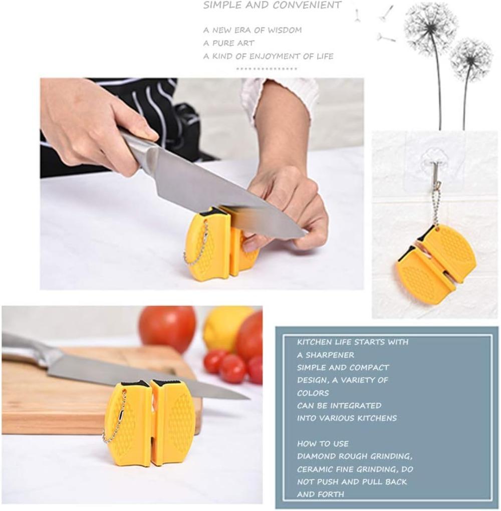 1pc Tungsten Steel Knife Sharpener, Mini Ceramic Rod Pocket Kitchen Knife Sharpener Tool with Plastic Handle for Camping and Outdoor Use