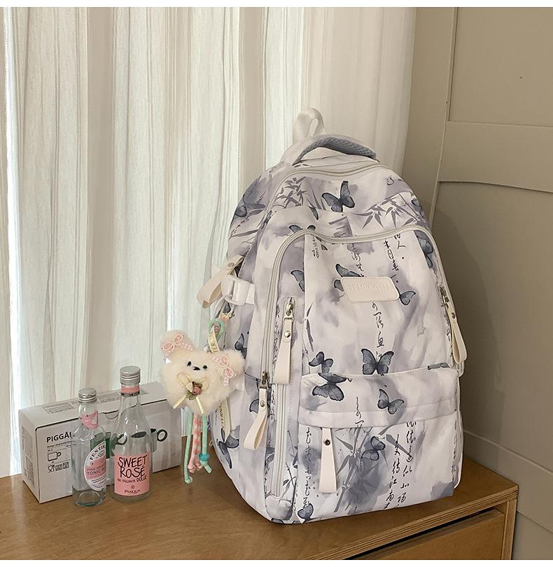 Schoolbag New High-value Fresh and Sweet National Style Literary Butterfly Backpack Junior High School Students Lightweight Large-capacity Backpack