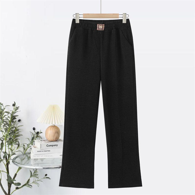 

Mother s High Waist Plus Size Velvet-Lined Elastic Pants for Women - Loose, Straight Leg for Middle-Aged & Elderly, Autumn/Winter. 4XL (90-115 jin)