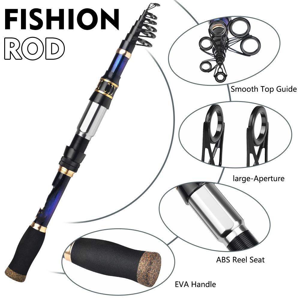 Echo FI046 Carbon Glass Carp Fishing Rod Set-Multi-Section Medium Action Hard Power EVA Composite Handle Lake River Stream