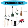 12PCS Dollhouses Gardening Accessories Tool Set with Rainboot Broom Shovel Rake For 1/12 Scale Garden Scene Decoration
