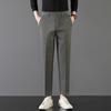 Light luxury spring men's casual pants elastic business straight men's nine-point pants