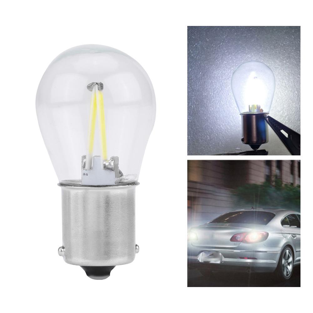 Pair of 1156 Glass Strobe COB LED Car Turn Signal Reverse Light Tail Brake Bulb White Light