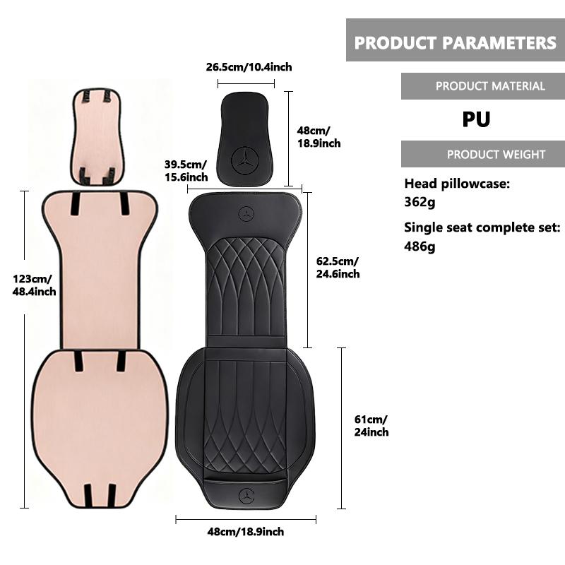 BFE3 For Benz Car Logo Seat Cushion Auto Seat Headrest Cushion Neck Pillow Case Accessories AMG Exclusive A C E R V Class CLA CLS