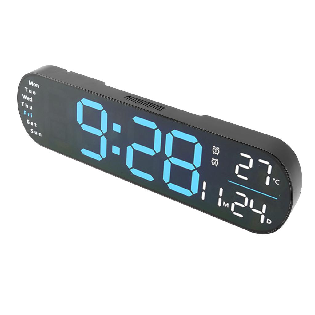Digital Wall Clock with Remote Control Big LED Screen Display Adjustable 8 Color Lights Digital Alarm Clock for Living