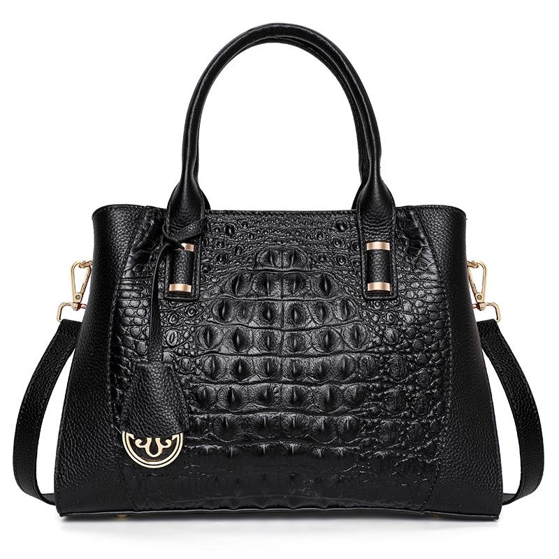 

Aidrani Fashion Женская сумка из натуральной кожи с узором крокодила, большая вместимость, женская сумка-тоут, универсальная сумка через плечо из коровьей кожи чёрный