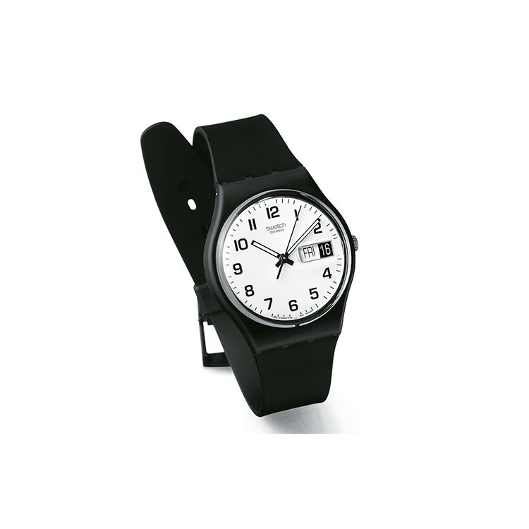 Swatch Originals Series Quartz Movement Luminous Calendar 30m Waterproof Watch 34mm White Dial Plastic Case Plastic Strap Unisex watches GB743