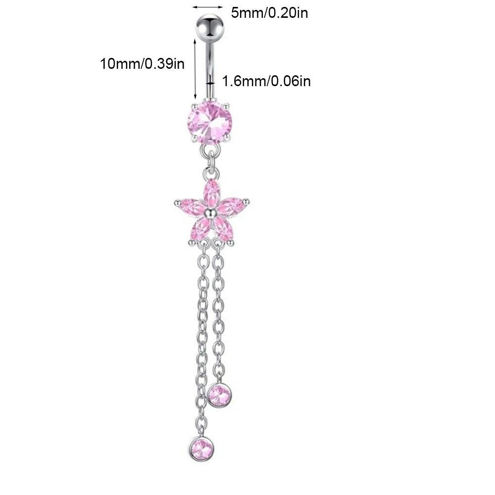 Blumen Zirkon Bauchnabelring Edelstahl Körperpiercing Schmuck Glänzender Bauchnabelring Geschenk