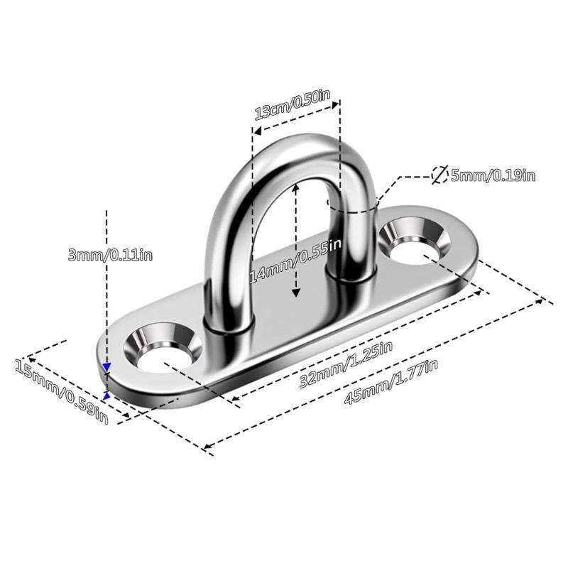10PCS Reinforced Oval Shaped Miniature Hook Strong Steel Mounting Hardware for Ceiling Curtain Rope Installation