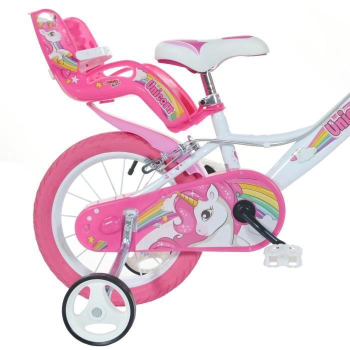 Vélo Enfant 16" - UNICORN - Rose - 5 À 7 Ans - Idéal Pour Filles - Roues De 16 Pouces