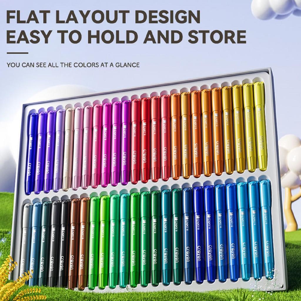 ENMY Crayon Retractable Gel Tempera Crayons for and Doodling On and 48-Color Set Water-Washable, Crayons. Break-Resistant Drawing, Coloring, Paper,