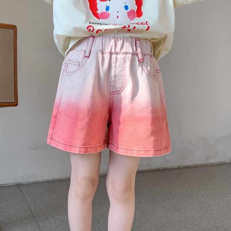 

Шорты для девочек Летняя одежда Детские градиентные джинсовые брюки Летние трендовые шорты для девочек 160 розовый